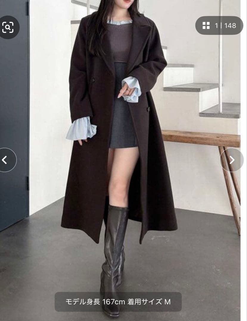 ウールチェスターコート Sサイズ ダークブラウン