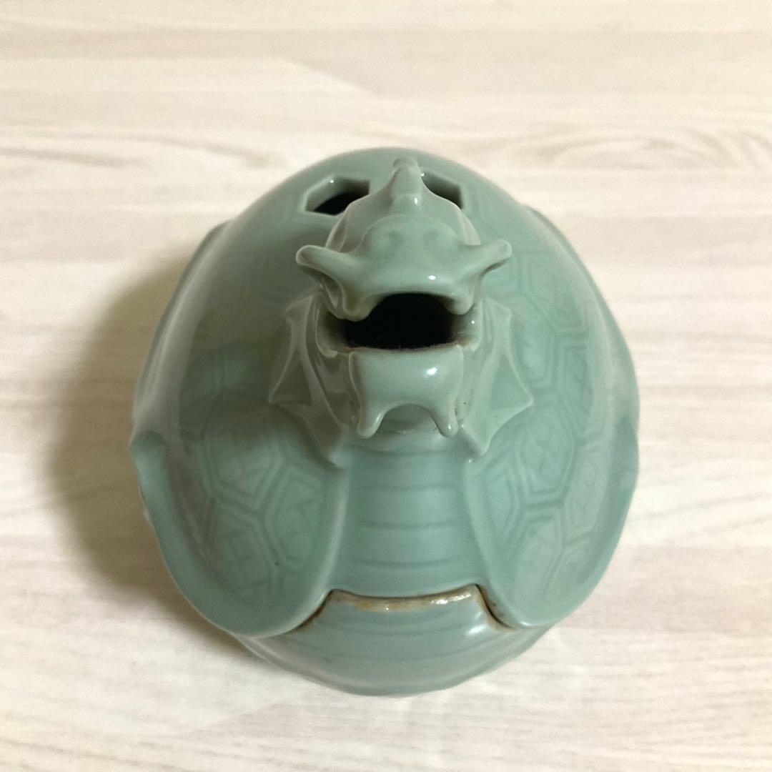 諏訪蘇山 青磁 亀龍香炉 香炉 箱付 香道 茶道具 香道具