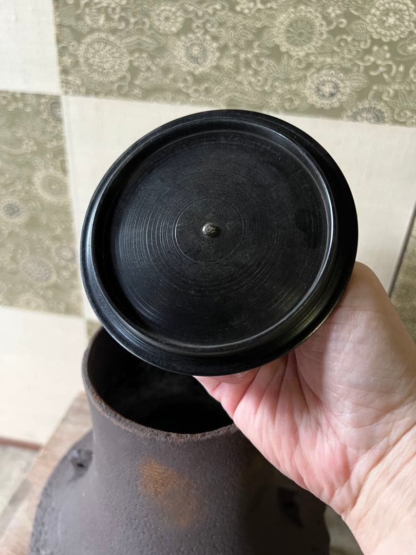 釜師　畠春斎　千筋 富士 尾垂釜 共箱付き　野々田式風炉型電熱器セット　茶道具