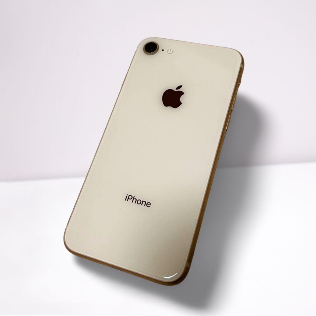 iPhone8 64GB ゴールド SIMフリー 箱付 イヤホン未使用 画面ヒビ