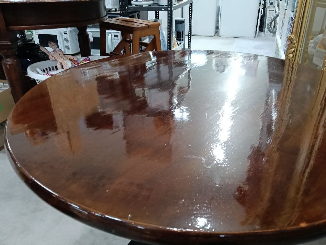 y　円形木製テーブル 光沢仕上げ 74cm　※テーブルのみ