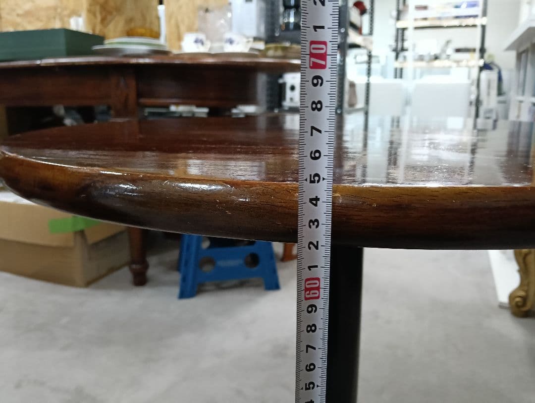 y　円形木製テーブル 光沢仕上げ 74cm　※テーブルのみ