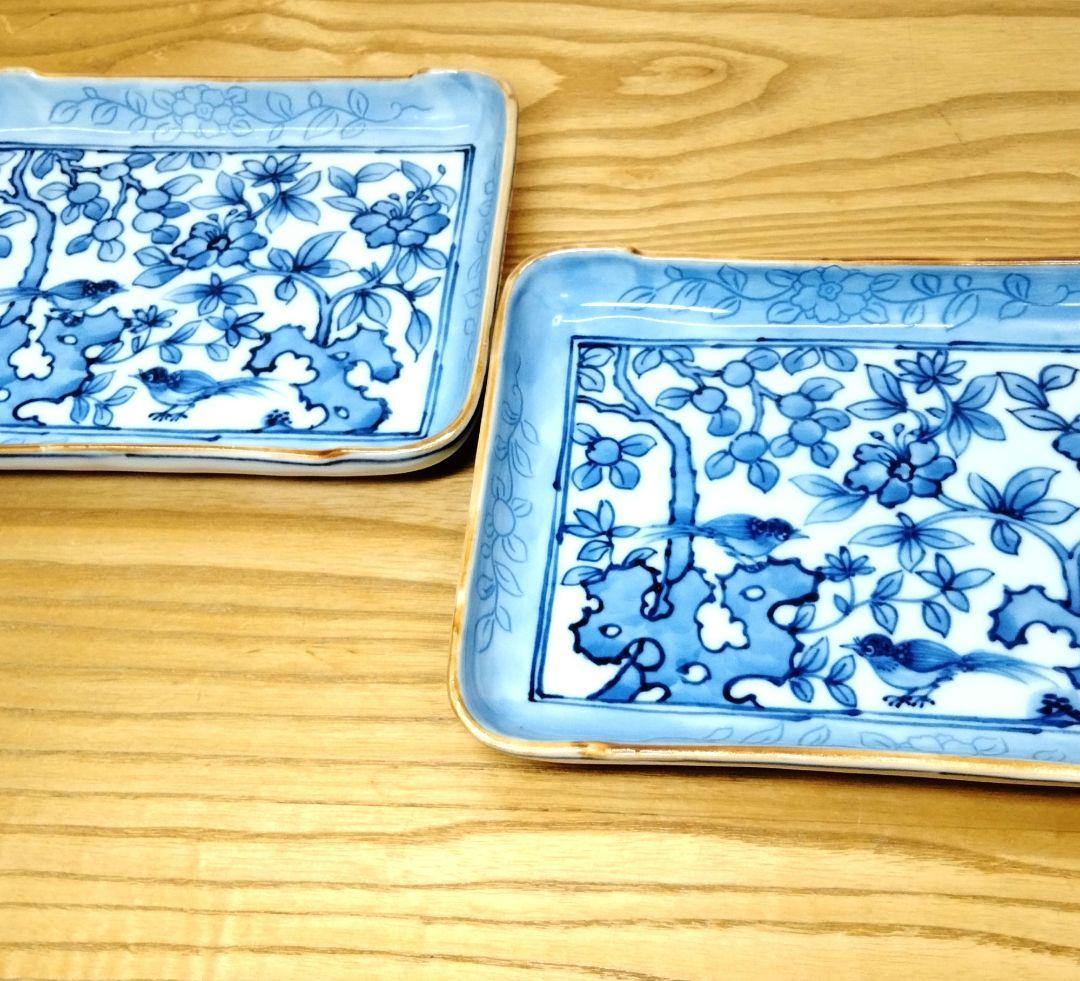 ☆ 加藤利昌 清水焼 染付角皿