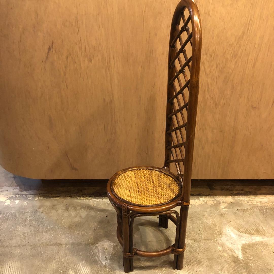 ラタン ハイバックスツール　ミニ椅子　インテリア用　ティスプレイ　花台