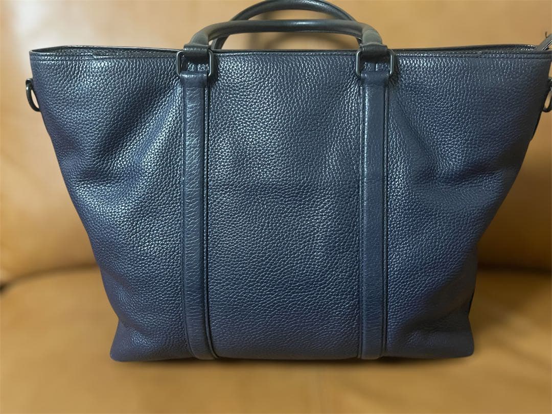 COACH ネイビー ・黒レザー トートバック　A4