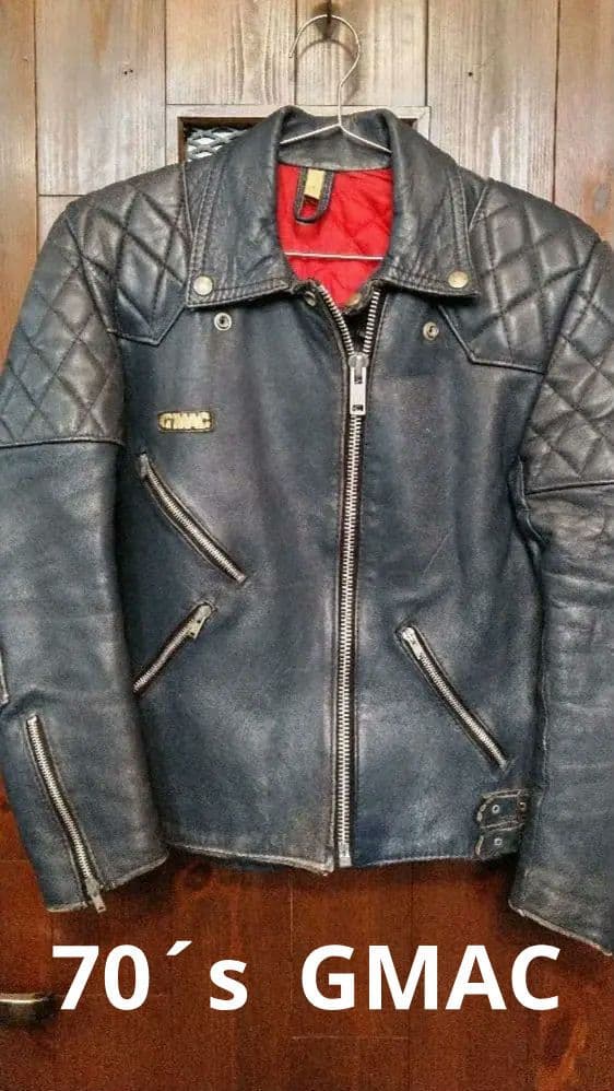 貴重ヴィンテージ ７０'s英国製　G-MAC　ブルーレザーライダース　ロンジャン
