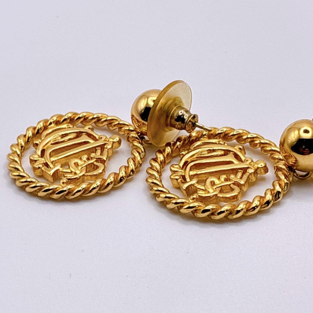 美品✨Christian Dior ピアス エンブレム 旧ロゴ ゴールド
