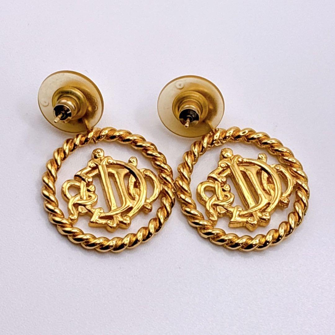 美品✨Christian Dior ピアス エンブレム 旧ロゴ ゴールド