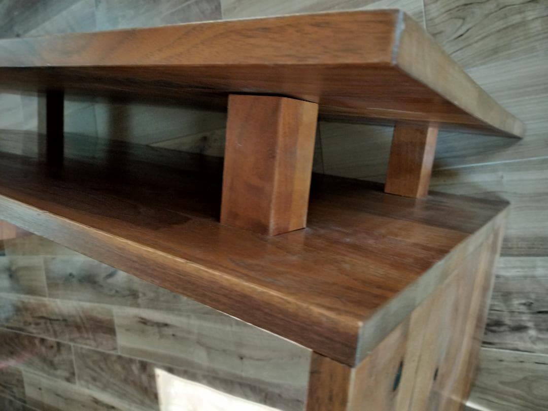 あや　レア 中棚付き ウォールナット 無垢 ローテーブル 板厚20mm