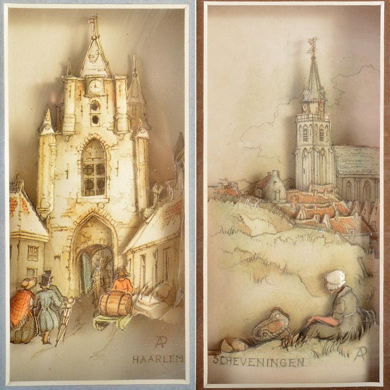 アントンペック作　シャドーボックス　3Dアート　額装　5点　M　R6576B