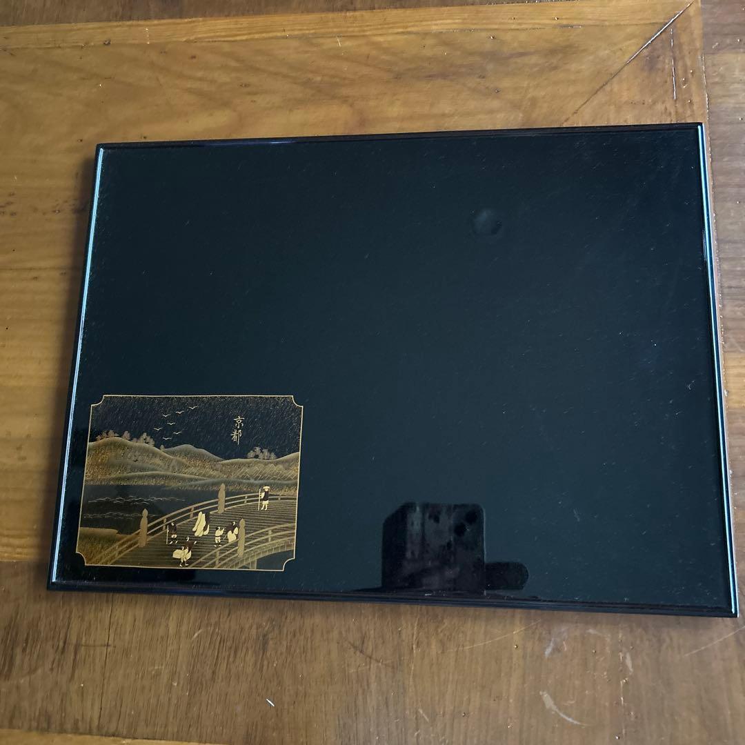 輪島塗り金箔風景画 東海道天心　金まきえ　漆器 約41cm x 31cm美品