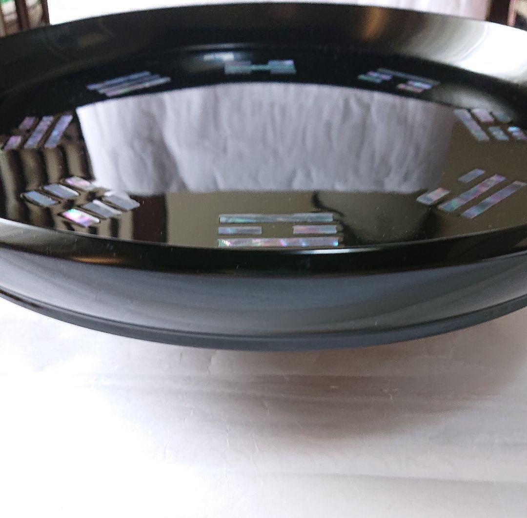 茶道具 八卦盆 真塗 木製漆 青貝螺鈿 平安象彦