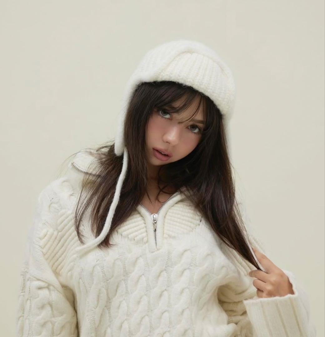 帽子 andmary Baby knit babushka ivory