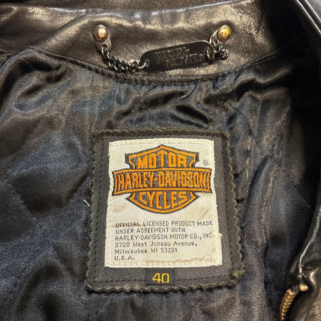 ハーレーダビッドソン シングルライダースジャケット 革ジャン 80s 当時物
