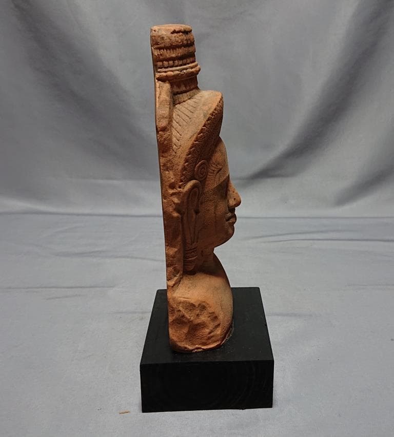 コレクター収集　タイ　クメール仏像　頭部　台付