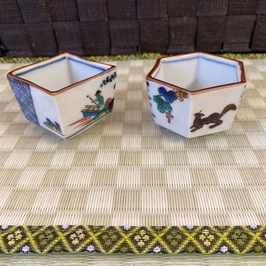 宮本忠夫作　倣古九谷　角銚子・泰山造　倣古九谷　酒盃　九谷焼