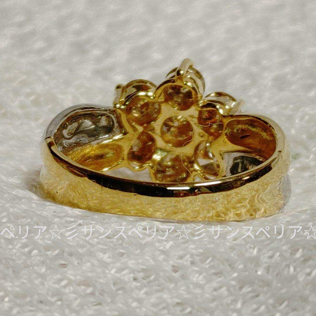 K18&Pt900 ライトブラウンダイヤモンド1.00ctのフラワーリング