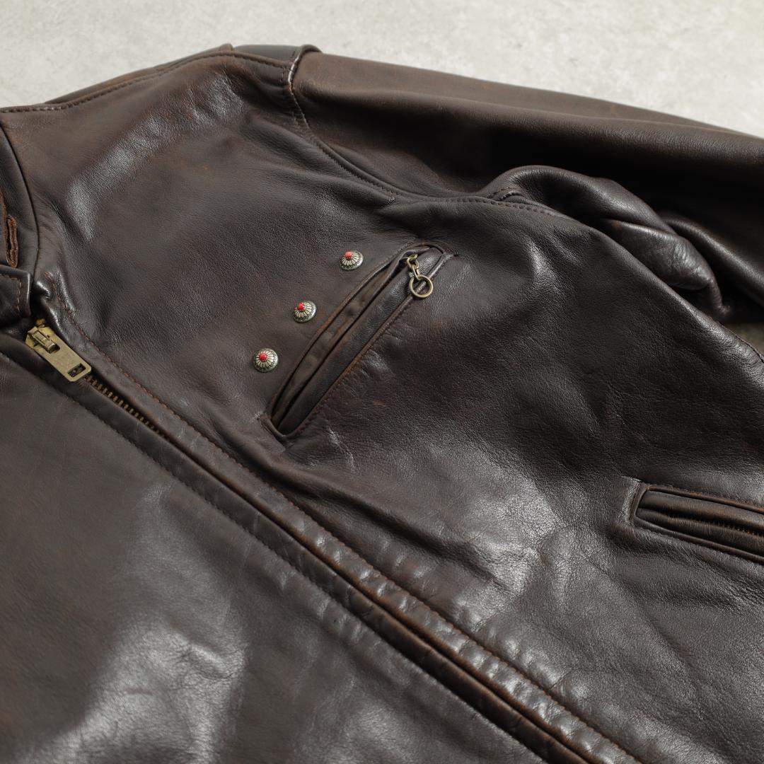 90年代 ショットレザーシングルライダースジャケット ダークブラウン ビンテージ