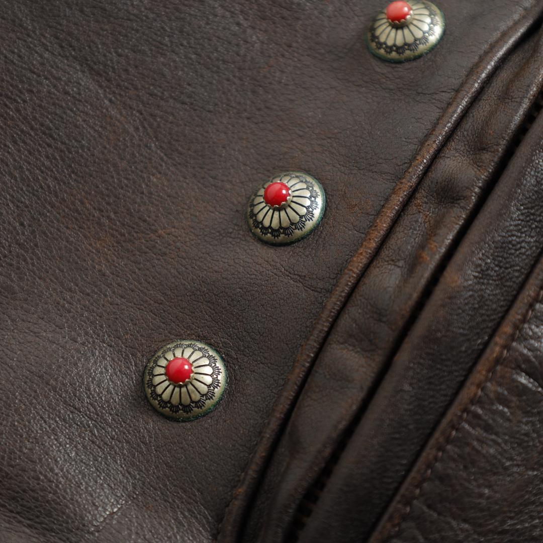 90年代 ショットレザーシングルライダースジャケット ダークブラウン ビンテージ