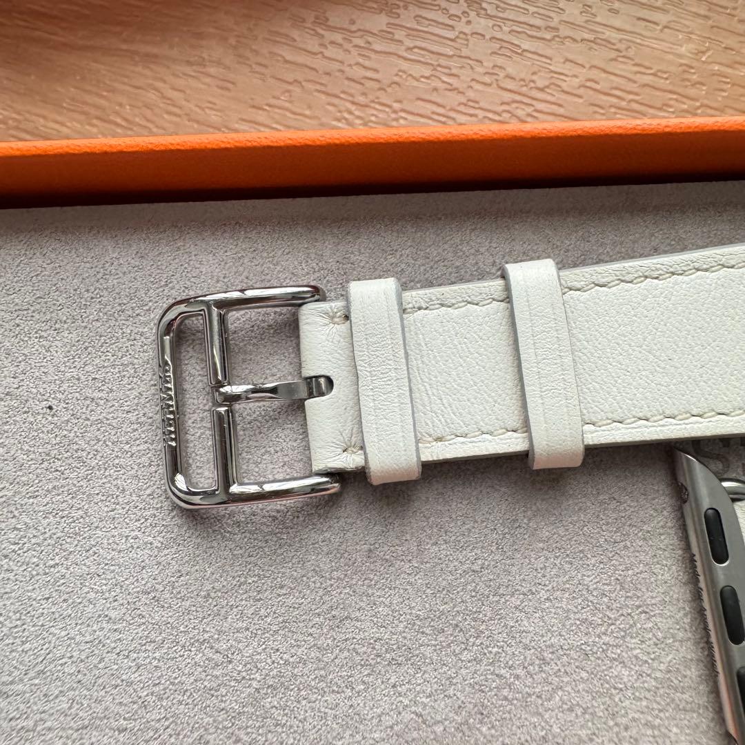 2303 Apple Watch エルメス　ホワイト　白　レザー　バンド