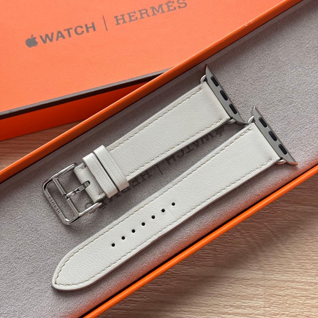 2303 Apple Watch エルメス　ホワイト　白　レザー　バンド