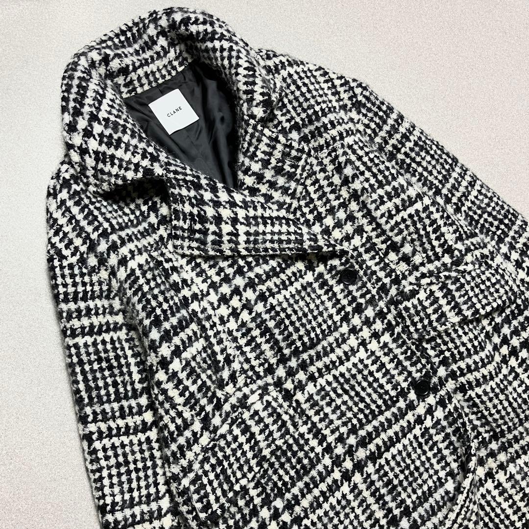 【千鳥柄 コクーン シャギー】クラネ オーバーコート ツイード ロングチェスター
