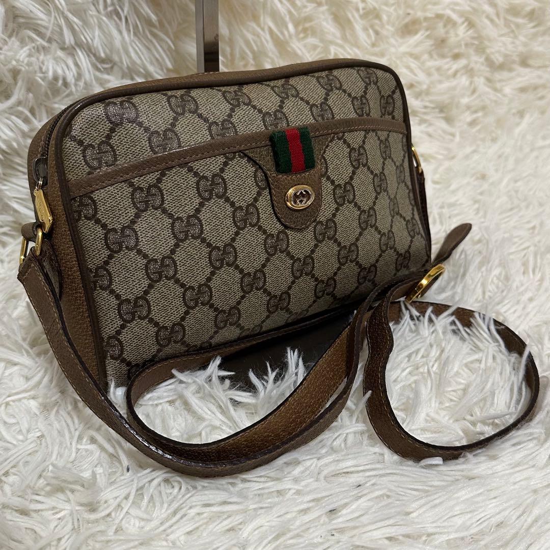 値下げ オールドグッチ GG 金具 レザー ショルダーバッグ シェリーライン