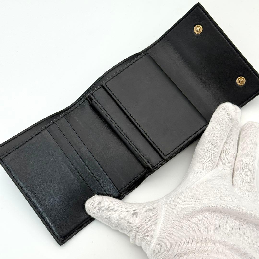 美品 CELINE スモール トリフォールド ウォレット 三つ折り 財布 黒