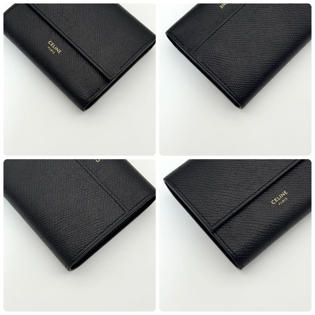美品 CELINE スモール トリフォールド ウォレット 三つ折り 財布 黒