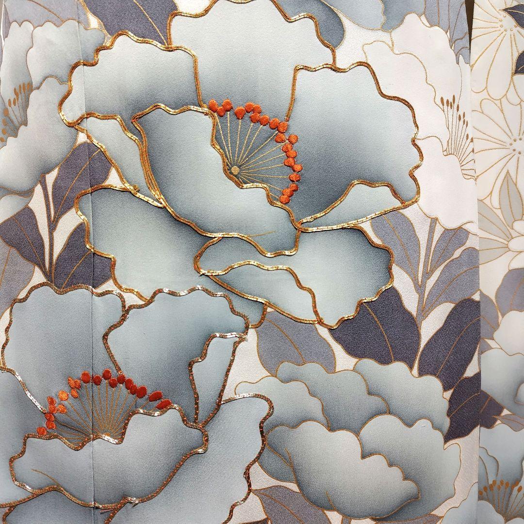 振袖フルセット(9点)・成人式・金彩加工・くすみ・金駒刺繍・胴裏正絹・逸品