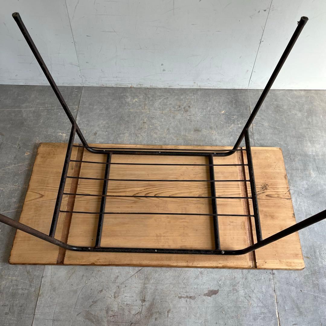 アンティーク アイアン テーブル 古材 一枚板 鉄脚 z542