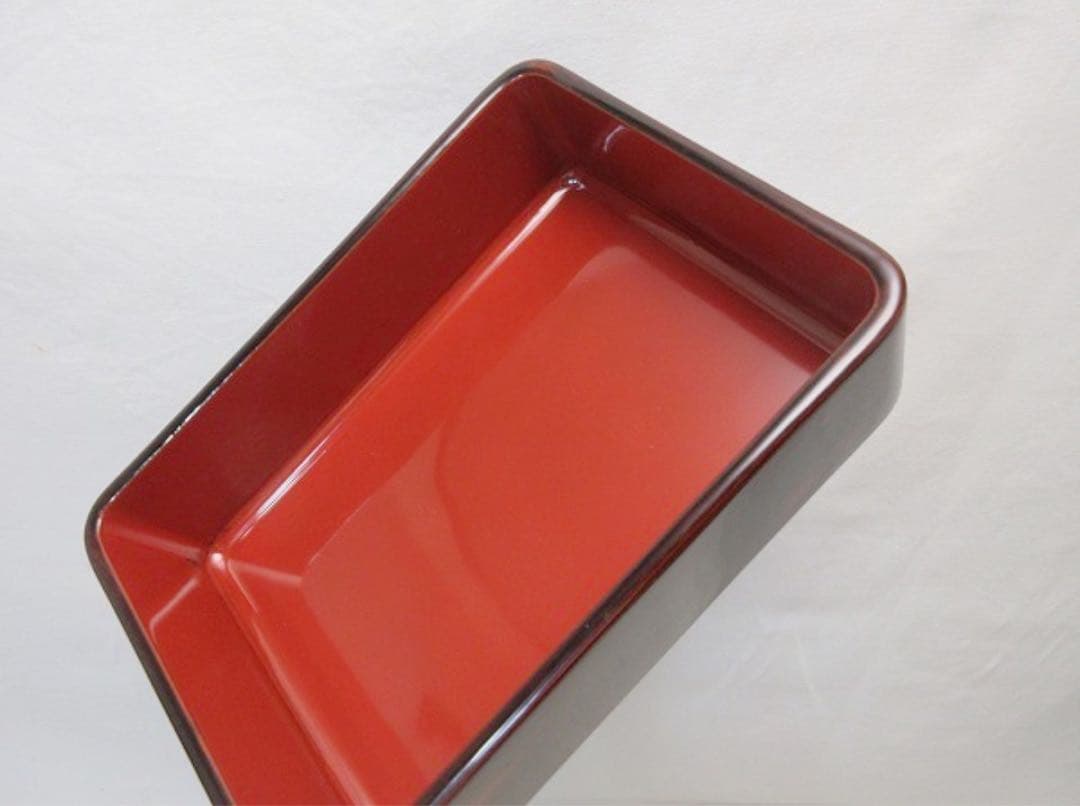 美品 茶道具 木製漆器 二段弁当箱 3客組 内朱 仕切り付 小料理 和食器