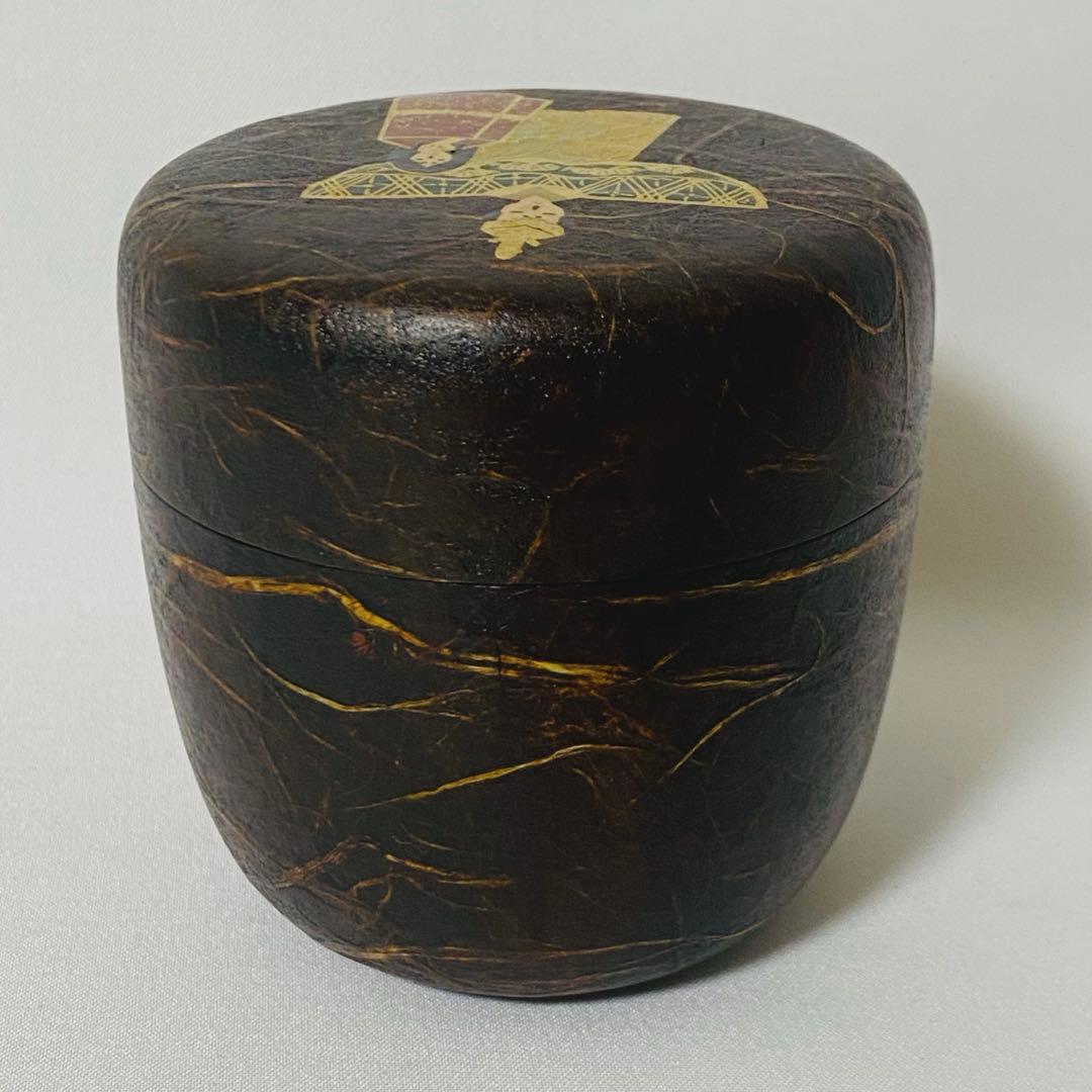 希少 築城筑良造 漆塗 和紙張 立雛 大棗 棗 なつめ 箱付 漆器 茶道具 茶道