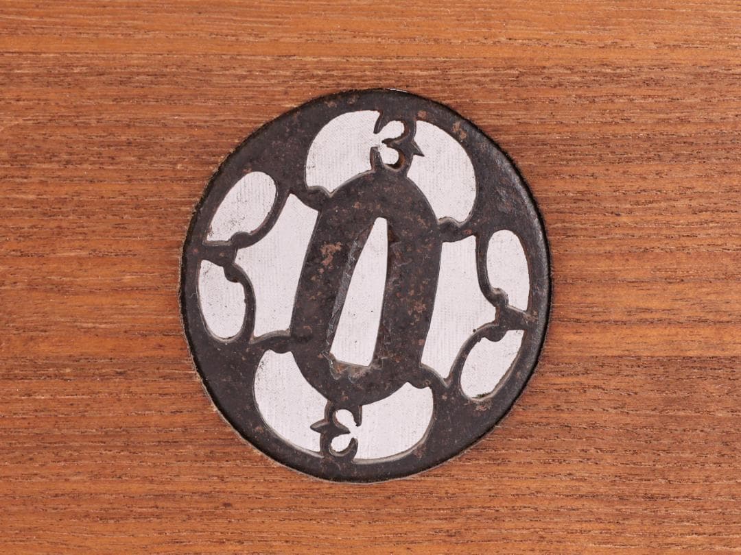 BK181　書院欄間　透かし彫り　さくら図　鍔象嵌　武具　刀剣 和室 茶室