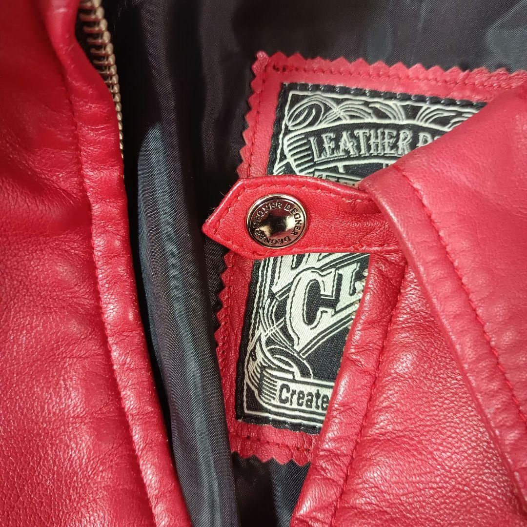 【激シブ！】デグナー　シングルライダース　レッド　ラムレザー　M