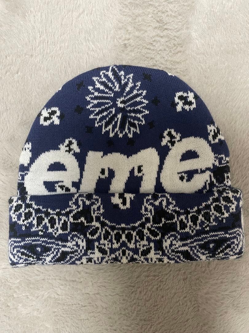 帽子 Supreme Bandana Big Logo Beanie \"Blue\"