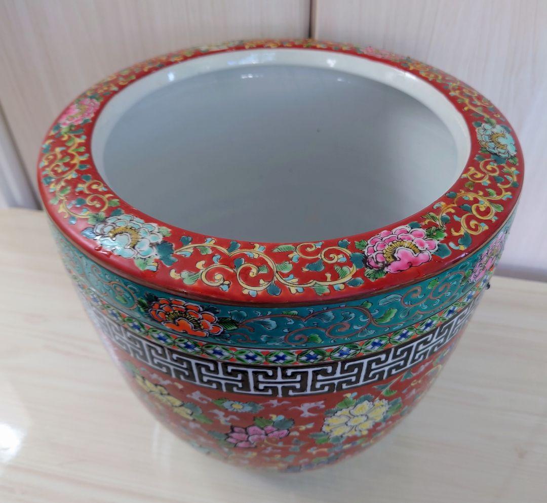 十錦手色絵　火鉢　時代物