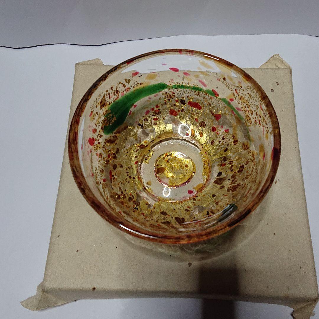 作家物カガミクリスタル各務満作硝子金粉箔抹茶茶碗