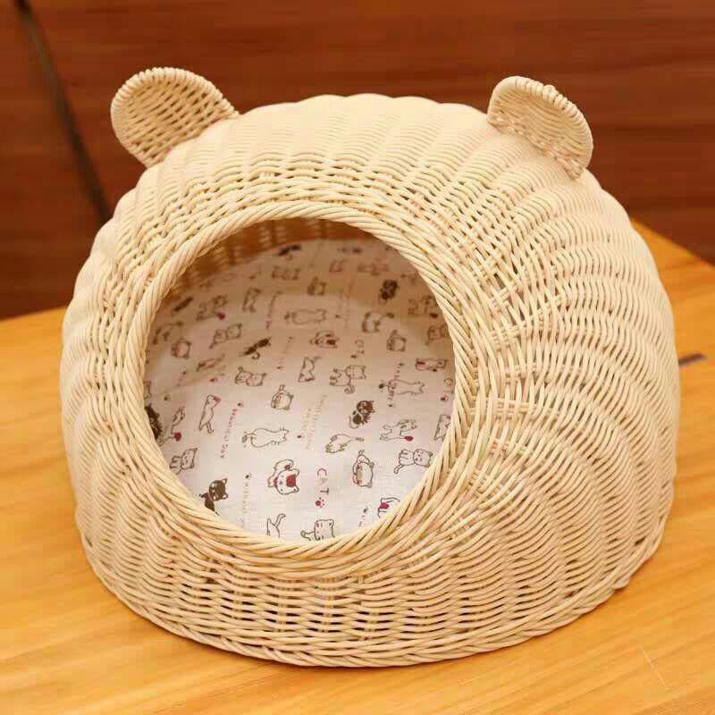 夏のきれいな藤編み猫小屋ペット用品猫別荘