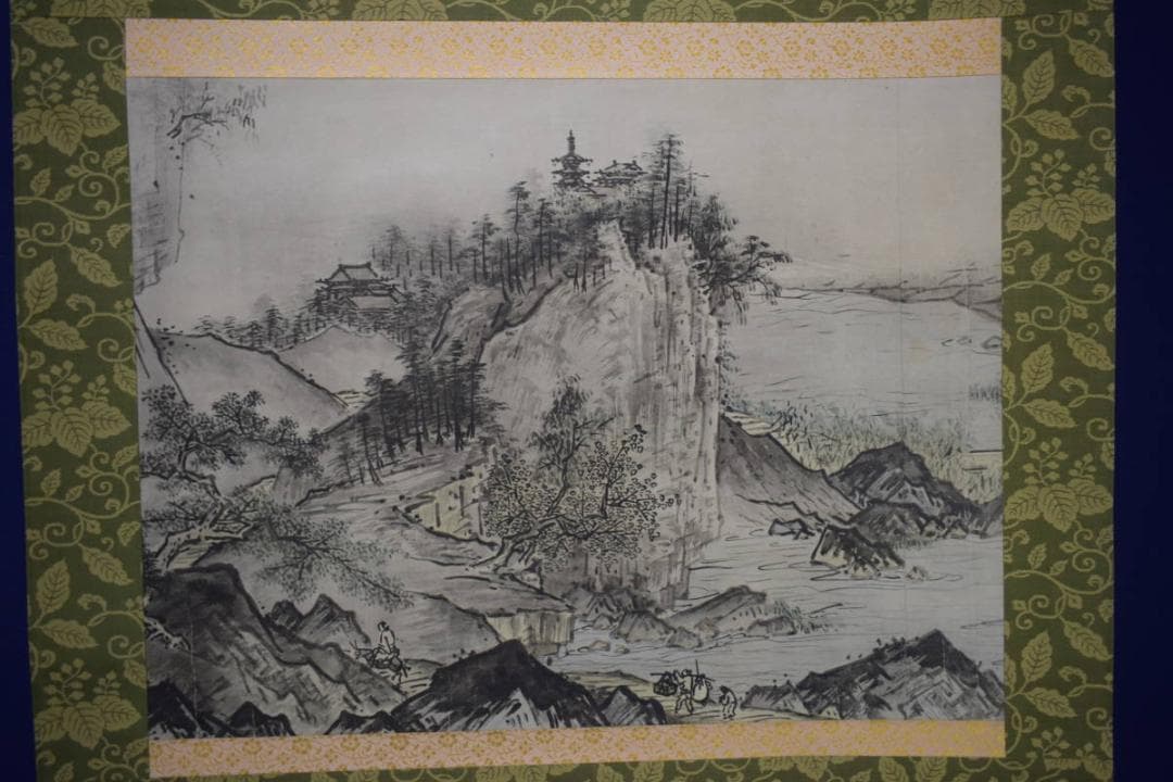 複製/雪舟/四季山水図/春景図/工芸/桐共箱付/布袋屋掛軸HH-883