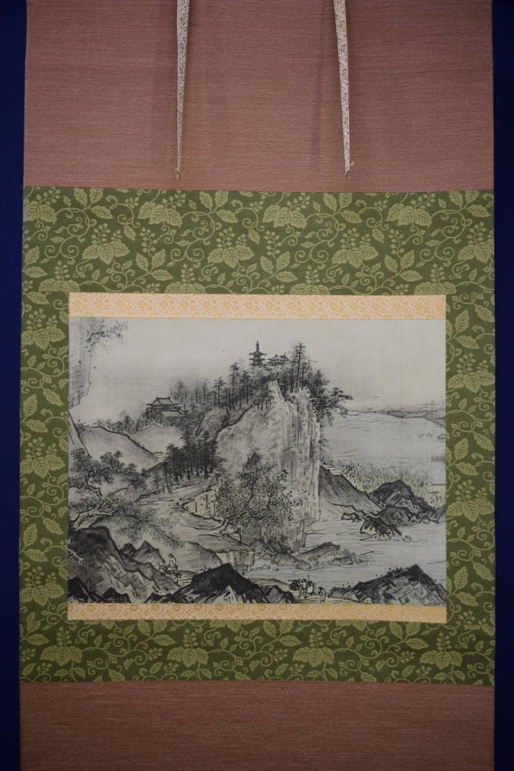 複製/雪舟/四季山水図/春景図/工芸/桐共箱付/布袋屋掛軸HH-883