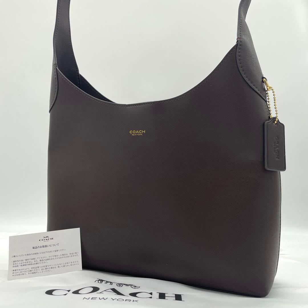 【極美品】コーチ　ブルックリン　ショルダーバッグ　レザー　ロゴ　ダークブラウン