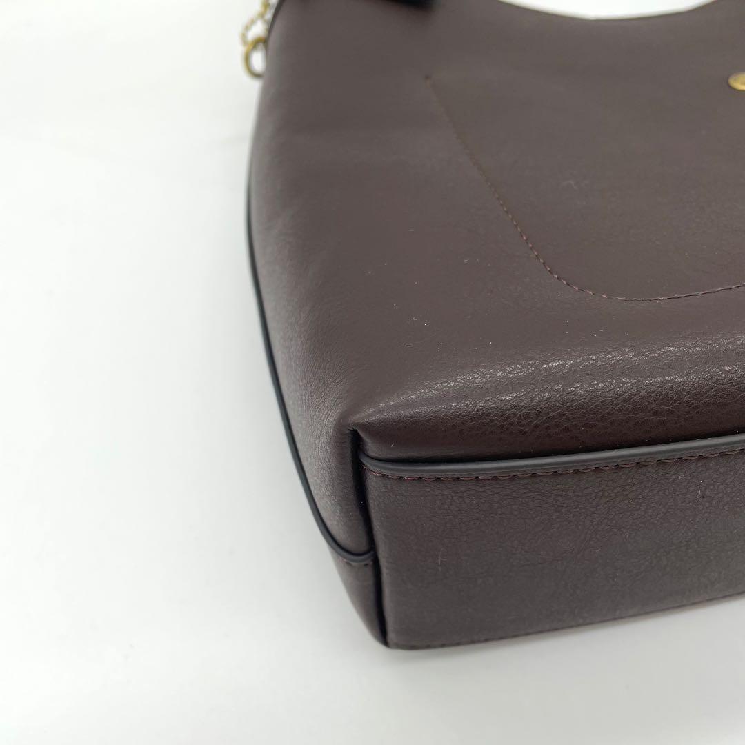【極美品】コーチ　ブルックリン　ショルダーバッグ　レザー　ロゴ　ダークブラウン