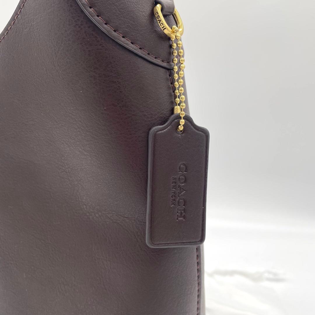 【極美品】コーチ　ブルックリン　ショルダーバッグ　レザー　ロゴ　ダークブラウン
