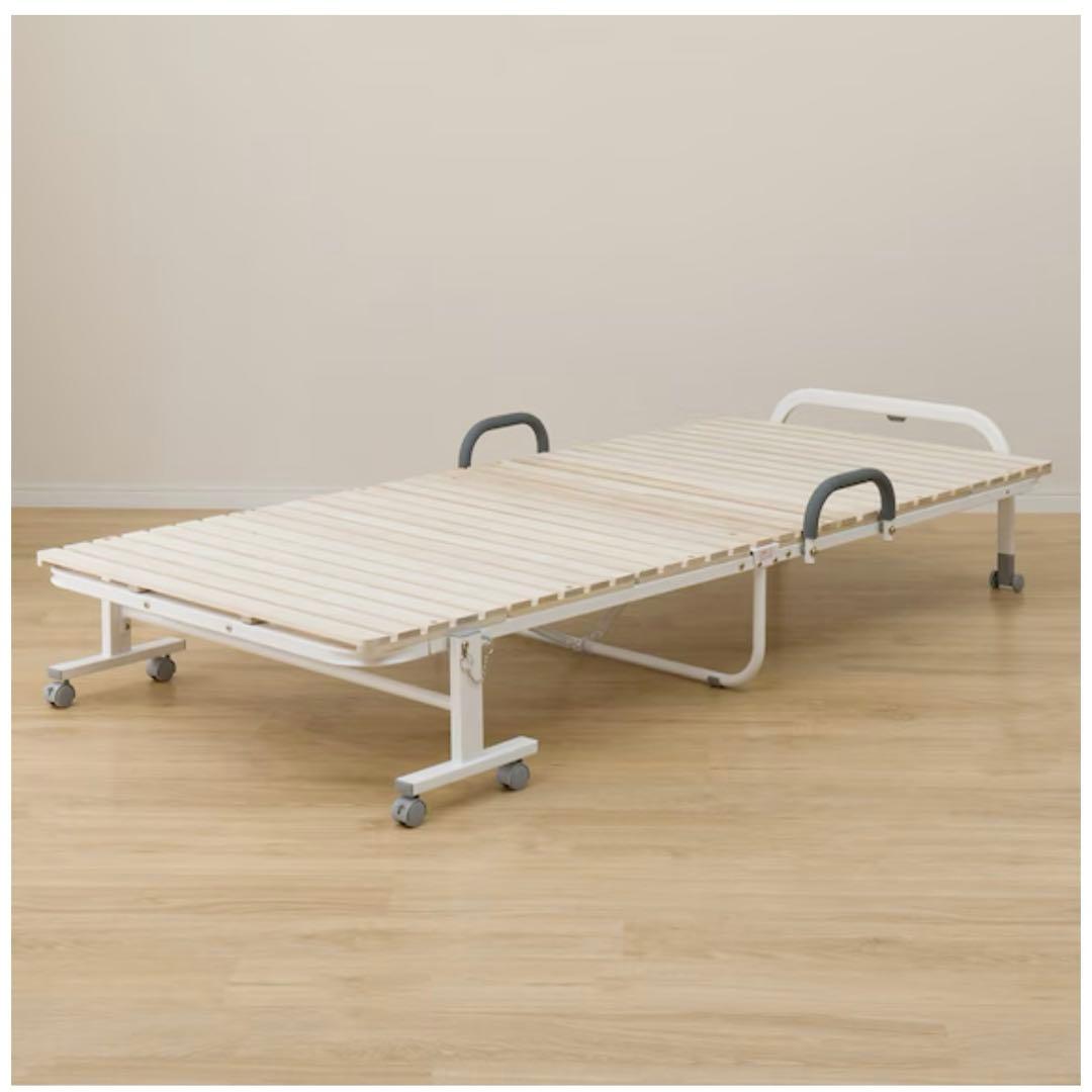 【週末値下げ】ニトリ　シングル 折りたたみ桐すのこパイプベッド