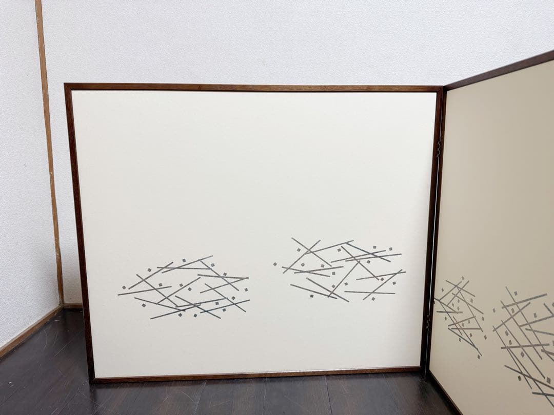 ほぼ未使用 茶道具 銀刧箔 風炉屏風先 裏白 両面使う 桑枠 元箱