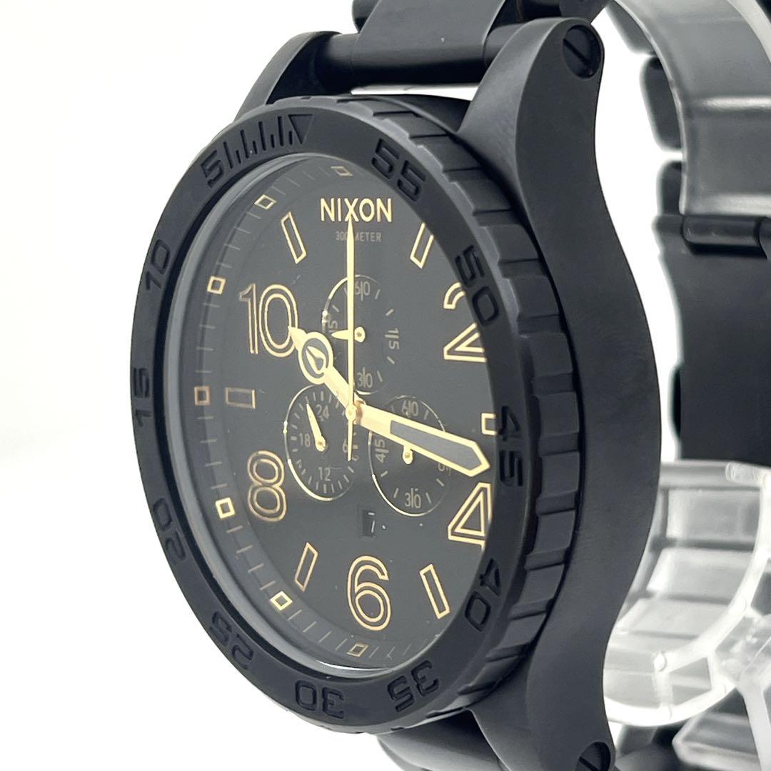 【左リューズ】NIXON ニクソン 51-30 クロノ デイト 黒 稼働品