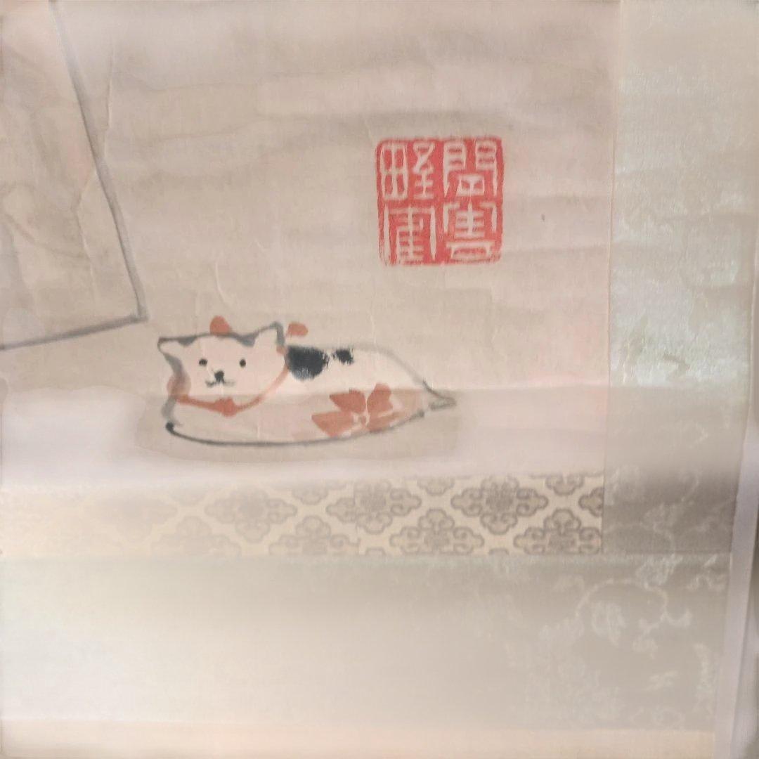 掛軸　雛祭り　箱無し　猫　ひな人形　骨董