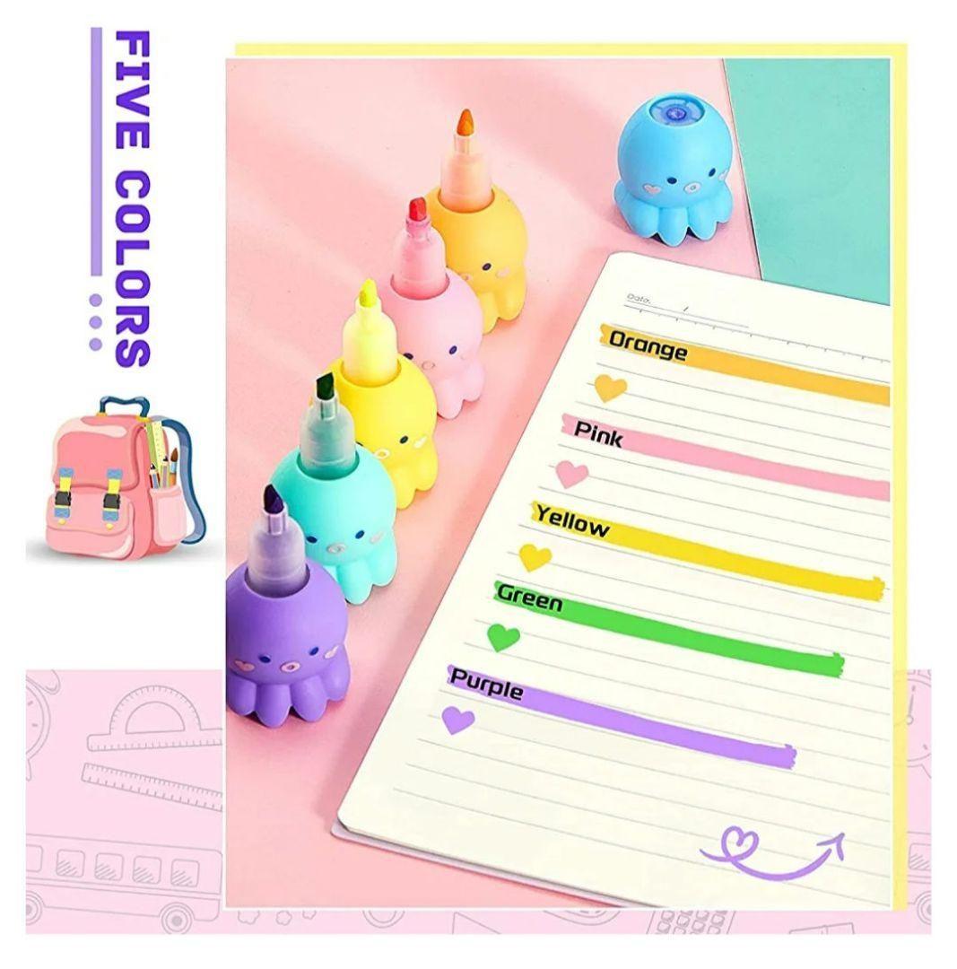 ❤️最終お値下げ❤️【新品】マーカーペン6色油性　タコ　ロケット蛍光　プレゼント