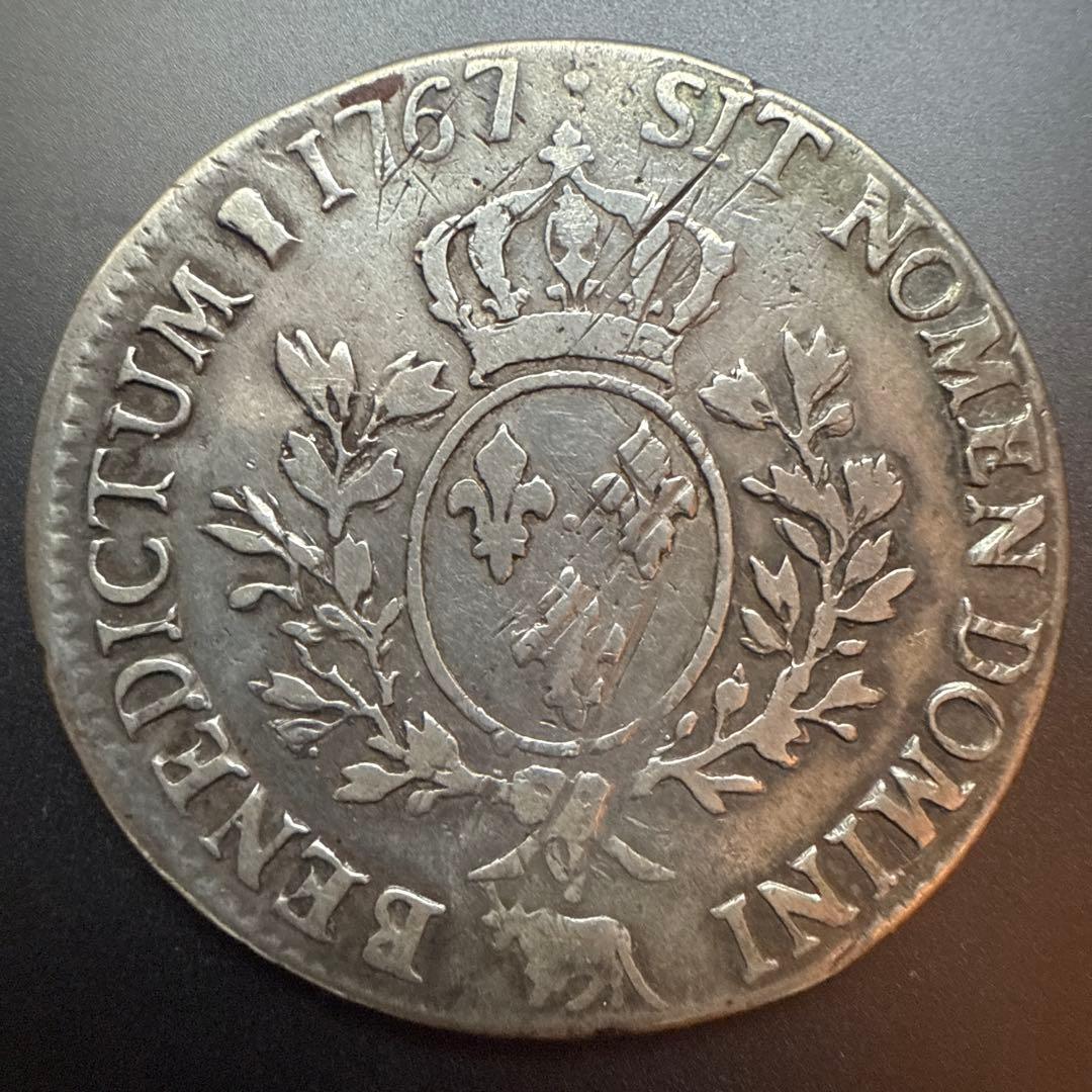 超希少　フランス王国　ルイ15世　1エキュ　牛　大型銀貨　本物保証